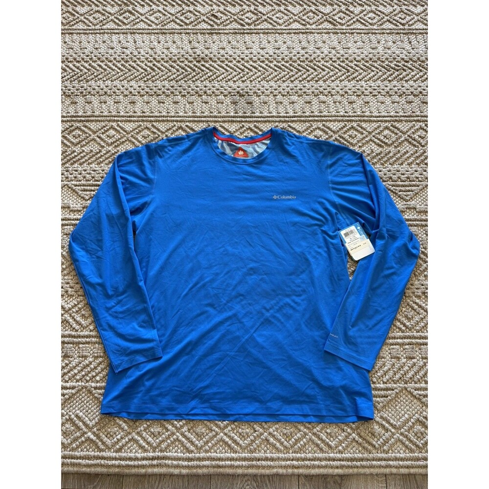 Columbia Shirt Mens Extra Large Blue Omni Heat Base Layer Hiking Running Workout